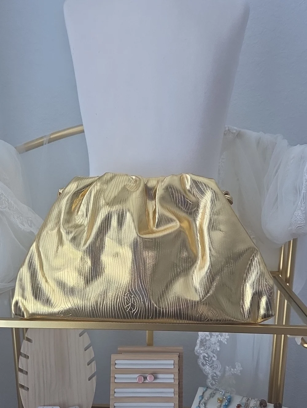 Gold Metallic Women’s Evening Clutch Bag